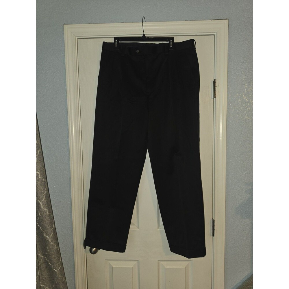 Polo Ralph Lauren Pleated Cuffed Black Dress Pants Men's 38 x 31 100% Cotton